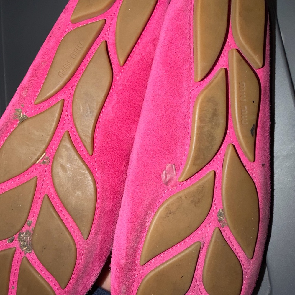 Miu Miu Hot Pink Suede Bow Loafers authentic - Picture 5 of 7